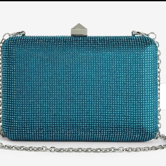 NWT Express Rhinestone Stud Clasp Clutch in Emerald - Picture 4 of 10